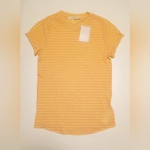 Free People Semi Sheer Striped Women's Crew Neck T-Shirt S NWT Summer Rose